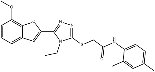 N-(2,4-dimethylphenyl)-2-{[4-ethyl-5-(7-methoxy-1-benzofuran-2-yl)-4H-1,2,4-triazol-3-yl]sulfanyl}acetamide Structural