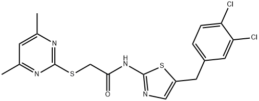 N-[5-(3,4-dichlorobenzyl)-1,3-thiazol-2-yl]-2-[(4,6-dimethylpyrimidin-2-yl)sulfanyl]acetamide Structural
