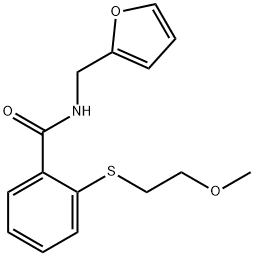 N-(furan-2-ylmethyl)-2-(2-methoxyethylsulfanyl)benzamide Structural