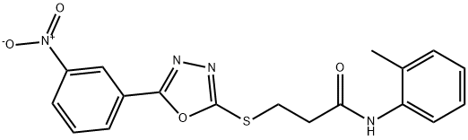 N-(2-methylphenyl)-3-{[5-(3-nitrophenyl)-1,3,4-oxadiazol-2-yl]sulfanyl}propanamide Structural