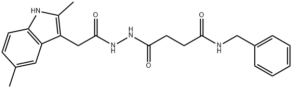 N-benzyl-4-{2-[(2,5-dimethyl-1H-indol-3-yl)acetyl]hydrazinyl}-4-oxobutanamide Structural