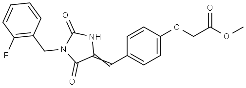methyl (4-{(E)-[1-(2-fluorobenzyl)-2,5-dioxoimidazolidin-4-ylidene]methyl}phenoxy)acetate Structural