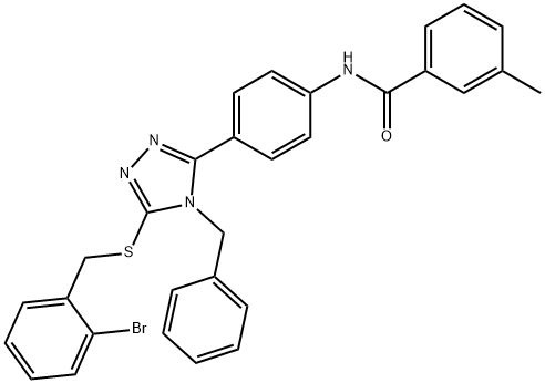 N-(4-{4-benzyl-5-[(2-bromobenzyl)sulfanyl]-4H-1,2,4-triazol-3-yl}phenyl)-3-methylbenzamide Structural