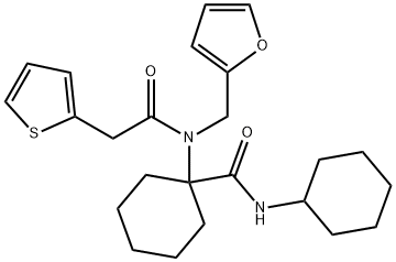 N-cyclohexyl-1-[(furan-2-ylmethyl)(thiophen-2-ylacetyl)amino]cyclohexanecarboxamide Structural