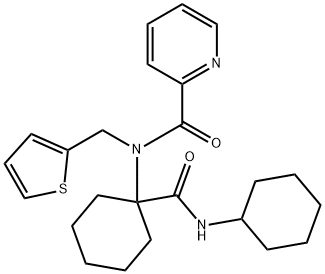 N-[1-(cyclohexylcarbamoyl)cyclohexyl]-N-(thiophen-2-ylmethyl)pyridine-2-carboxamide Structural