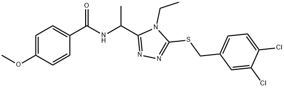 N-(1-{5-[(3,4-dichlorobenzyl)sulfanyl]-4-ethyl-4H-1,2,4-triazol-3-yl}ethyl)-4-methoxybenzamide Structural