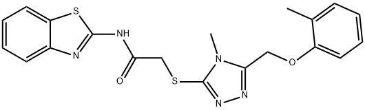 N-(1,3-benzothiazol-2-yl)-2-({4-methyl-5-[(2-methylphenoxy)methyl]-4H-1,2,4-triazol-3-yl}sulfanyl)acetamide Structural