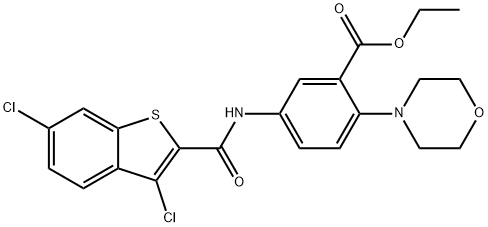 ethyl 5-{[(3,6-dichloro-1-benzothiophen-2-yl)carbonyl]amino}-2-(morpholin-4-yl)benzoate Structural