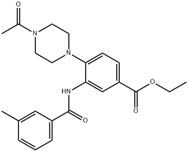 ethyl 4-(4-acetylpiperazin-1-yl)-3-{[(3-methylphenyl)carbonyl]amino}benzoate Structural