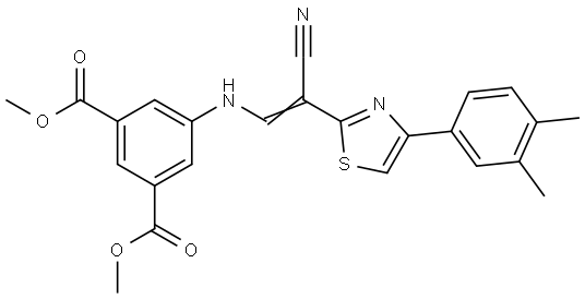 dimethyl (E)-5-((2-cyano-2-(4-(3,4-dimethylphenyl)thiazol-2-yl)vinyl)amino)isophthalate Structural