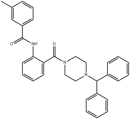 N-(2-{[4-(diphenylmethyl)-1-piperazinyl]carbonyl}phenyl)-3-methylbenzamide Structural