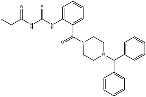 N-{[(2-{[4-(diphenylmethyl)-1-piperazinyl]carbonyl}phenyl)amino]carbonothioyl}propanamide Structural
