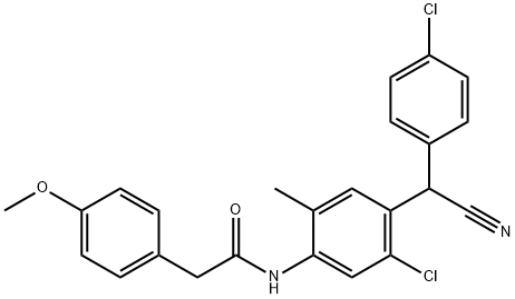 N-{5-chloro-4-[(4-chlorophenyl)(cyano)methyl]-2-methylphenyl}-2-(4-methoxyphenyl)acetamide Structural