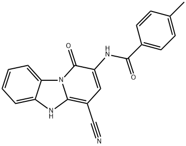 N-(4-cyano-1-oxo-1,5-dihydropyrido[1,2-a]benzimidazol-2-yl)-4-methylbenzamide Structural