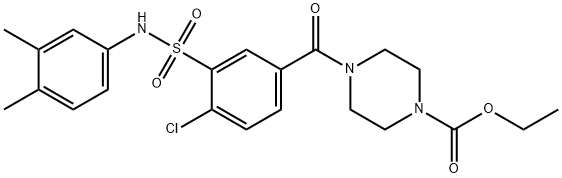ethyl 4-({4-chloro-3-[(3,4-dimethylphenyl)sulfamoyl]phenyl}carbonyl)piperazine-1-carboxylate Structural