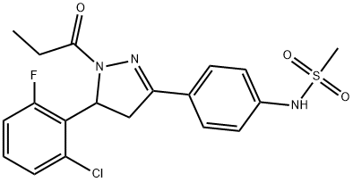 N-(4-(5-(2-chloro-6-fluorophenyl)-1-propionyl-4,5-dihydro-1H-pyrazol-3-yl)phenyl)methanesulfonamide Structural