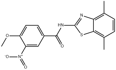 N-(4,7-dimethyl-1,3-benzothiazol-2-yl)-4-methoxy-3-nitrobenzamide Structural