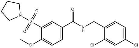 N-(2,4-dichlorobenzyl)-4-methoxy-3-(pyrrolidin-1-ylsulfonyl)benzamide Structural