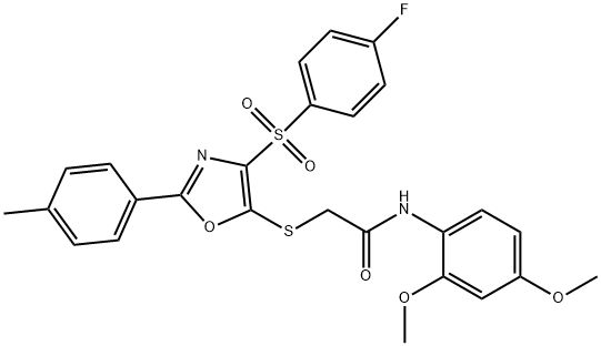 N-(2,4-dimethoxyphenyl)-2-((4-((4-fluorophenyl)sulfonyl)-2-(p-tolyl)oxazol-5-yl)thio)acetamide Structural
