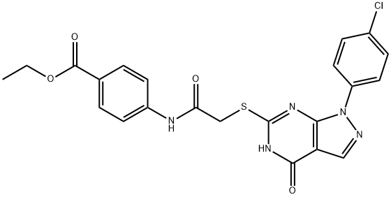 ethyl 4-(2-((1-(4-chlorophenyl)-4-oxo-4,5-dihydro-1H-pyrazolo[3,4-d]pyrimidin-6-yl)thio)acetamido)benzoate Structural