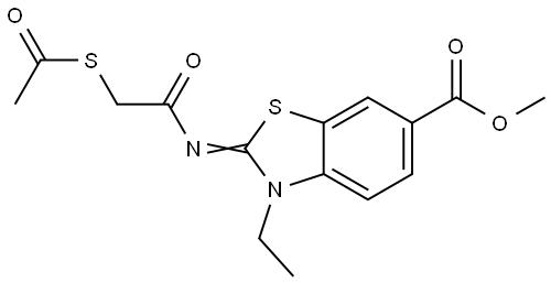 methyl (Z)-2-((2-(acetylthio)acetyl)imino)-3-ethyl-2,3-dihydrobenzo[d]thiazole-6-carboxylate Structural