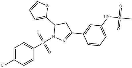N-(3-(1-((4-chlorophenyl)sulfonyl)-5-(thiophen-2-yl)-4,5-dihydro-1H-pyrazol-3-yl)phenyl)methanesulfonamide Structural