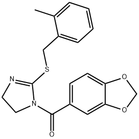 benzo[d][1,3]dioxol-5-yl(2-((2-methylbenzyl)thio)-4,5-dihydro-1H-imidazol-1-yl)methanone Structural