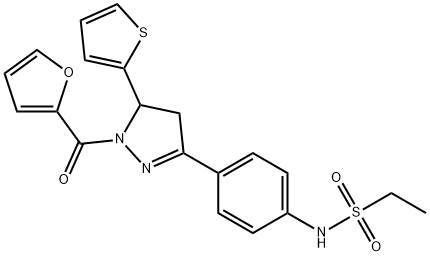 N-(4-(1-(furan-2-carbonyl)-5-(thiophen-2-yl)-4,5-dihydro-1H-pyrazol-3-yl)phenyl)ethanesulfonamide Structural