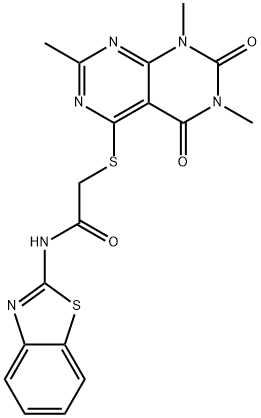 N-(benzo[d]thiazol-2-yl)-2-((2,6,8-trimethyl-5,7-dioxo-5,6,7,8-tetrahydropyrimido[4,5-d]pyrimidin-4-yl)thio)acetamide Structural