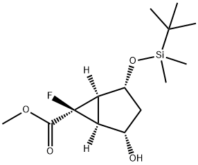 methyl (1R,2R,4S,5S,6R)-2-((tert-butyldimethylsilyl)oxy)-6-fluoro-4-hydroxybicyclo[3.1.0]hexane-6-carboxylate Structural