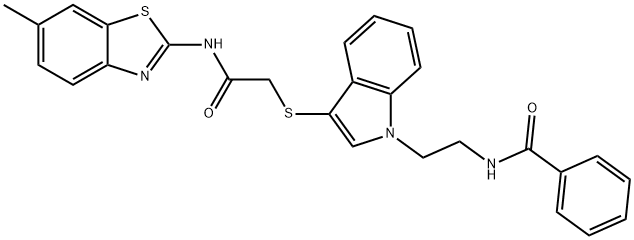 N-(2-(3-((2-((6-methylbenzo[d]thiazol-2-yl)amino)-2-oxoethyl)thio)-1H-indol-1-yl)ethyl)benzamide Structural