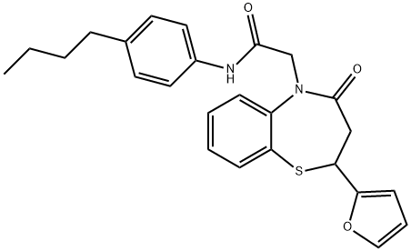 N-(4-butylphenyl)-2-(2-(furan-2-yl)-4-oxo-3,4-dihydrobenzo[b][1,4]thiazepin-5(2H)-yl)acetamide Structural