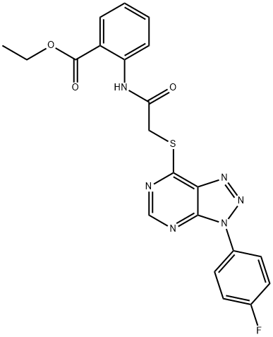 ethyl 2-(2-((3-(4-fluorophenyl)-3H-[1,2,3]triazolo[4,5-d]pyrimidin-7-yl)thio)acetamido)benzoate Structural