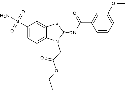 ethyl (Z)-2-(2-((3-methoxybenzoyl)imino)-6-sulfamoylbenzo[d]thiazol-3(2H)-yl)acetate Structural