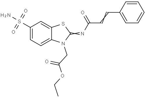 ethyl 2-((Z)-2-(cinnamoylimino)-6-sulfamoylbenzo[d]thiazol-3(2H)-yl)acetate Structural