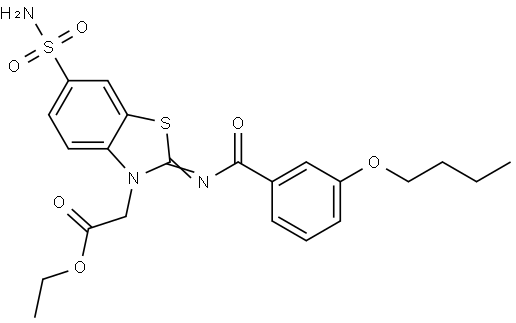 ethyl (Z)-2-(2-((3-butoxybenzoyl)imino)-6-sulfamoylbenzo[d]thiazol-3(2H)-yl)acetate Structural
