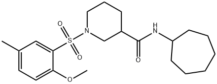 N-cycloheptyl-1-[(2-methoxy-5-methylphenyl)sulfonyl]piperidine-3-carboxamide Structural