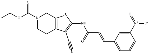 ethyl (E)-3-cyano-2-(3-(3-nitrophenyl)acrylamido)-4,7-dihydrothieno[2,3-c]pyridine-6(5H)-carboxylate Structural