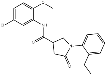 N-(5-chloro-2-methoxyphenyl)-1-(2-ethylphenyl)-5-oxo-3-pyrrolidinecarboxamide Structural