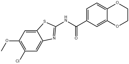 N-(5-chloro-6-methoxy-1,3-benzothiazol-2-yl)-2,3-dihydro-1,4-benzodioxine-6-carboxamide Structural