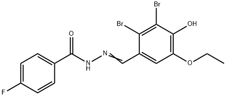 N'-[(Z)-(2,3-dibromo-5-ethoxy-4-hydroxyphenyl)methylidene]-4-fluorobenzohydrazide Structural