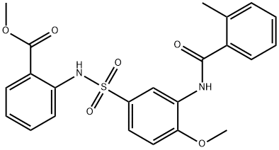 methyl 2-{[(4-methoxy-3-{[(2-methylphenyl)carbonyl]amino}phenyl)sulfonyl]amino}benzoate Structural