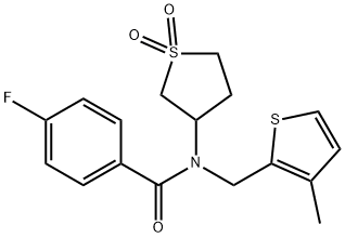 N-(1,1-dioxothiolan-3-yl)-4-fluoro-N-[(3-methylthiophen-2-yl)methyl]benzamide Structural