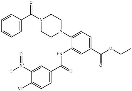 ethyl 3-{[(4-chloro-3-nitrophenyl)carbonyl]amino}-4-[4-(phenylcarbonyl)piperazin-1-yl]benzoate Structural