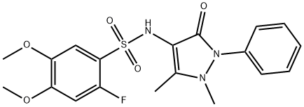 N-(1,5-dimethyl-3-oxo-2-phenylpyrazol-4-yl)-2-fluoro-4,5-dimethoxybenzenesulfonamide Structural