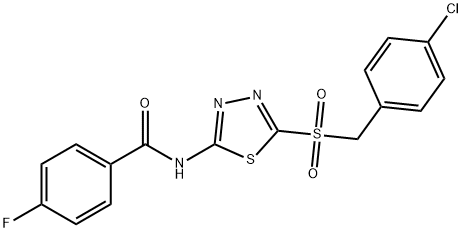 N-[5-[(4-chlorophenyl)methylsulfonyl]-1,3,4-thiadiazol-2-yl]-4-fluorobenzamide Structural