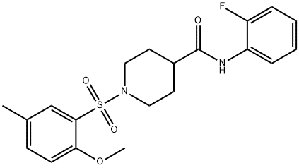 N-(2-fluorophenyl)-1-[(2-methoxy-5-methylphenyl)sulfonyl]piperidine-4-carboxamide Structural