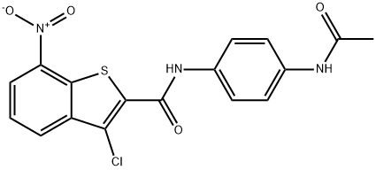 N-[4-(acetylamino)phenyl]-3-chloro-7-nitro-1-benzothiophene-2-carboxamide Structural