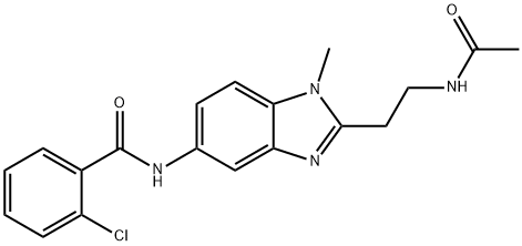 N-[2-(2-acetamidoethyl)-1-methylbenzimidazol-5-yl]-2-chlorobenzamide Structural
