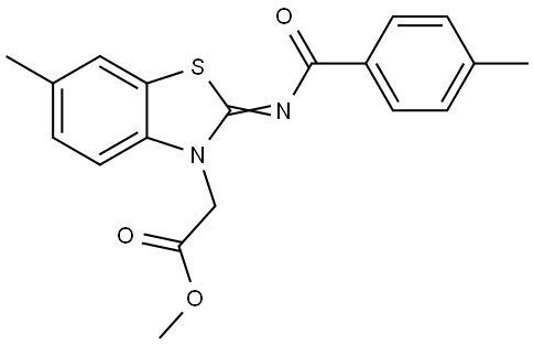 methyl (Z)-2-(6-methyl-2-((4-methylbenzoyl)imino)benzo[d]thiazol-3(2H)-yl)acetate Structural